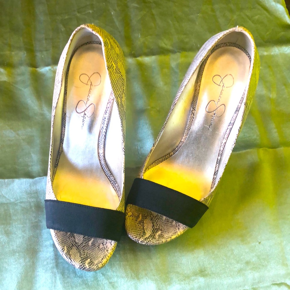 Jessica Simpson Snake Print, Open Toe, Heels